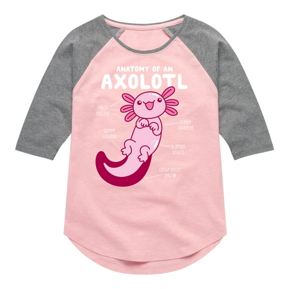 Instant Message - Anatomy Of An Axolotl - Toddler And Youth Girls Raglan Graphic T-Shirt