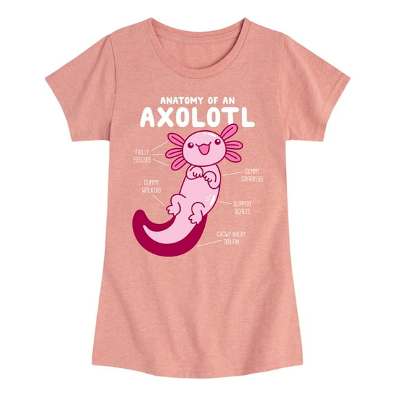 Instant Message - Anatomy Of An Axolotl - Toddler And Youth Girls Short Sleeve Graphic T-Shirt