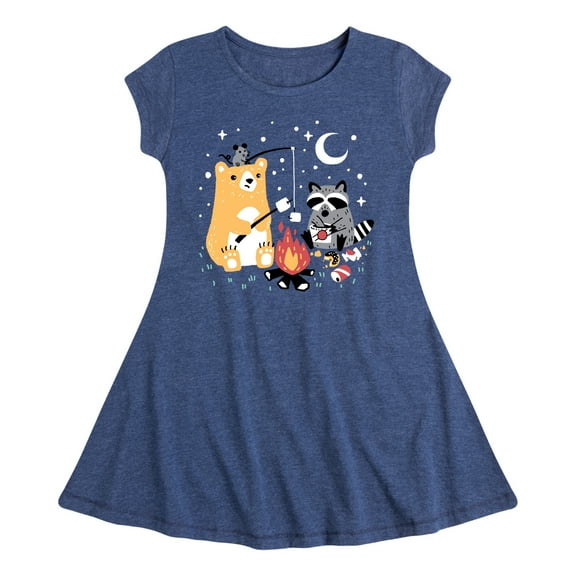 Instant Message - Animal Friendly Campfire - Toddler & Youth Girls Fit & Flare Dress