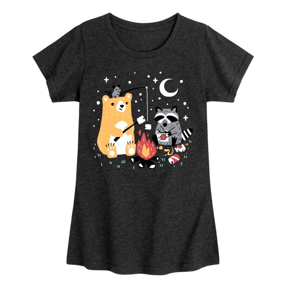Instant Message - Animal Friendly Campfire - Toddler & Youth Girls Short Sleeve Graphic T-Shirt