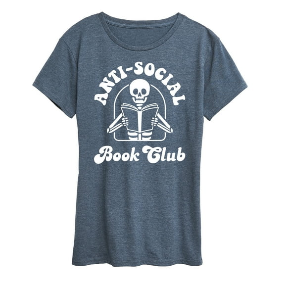 Instant Message - Anti Social Book Club Skeleton - Women's Short Sleeve Graphic T-Shirt