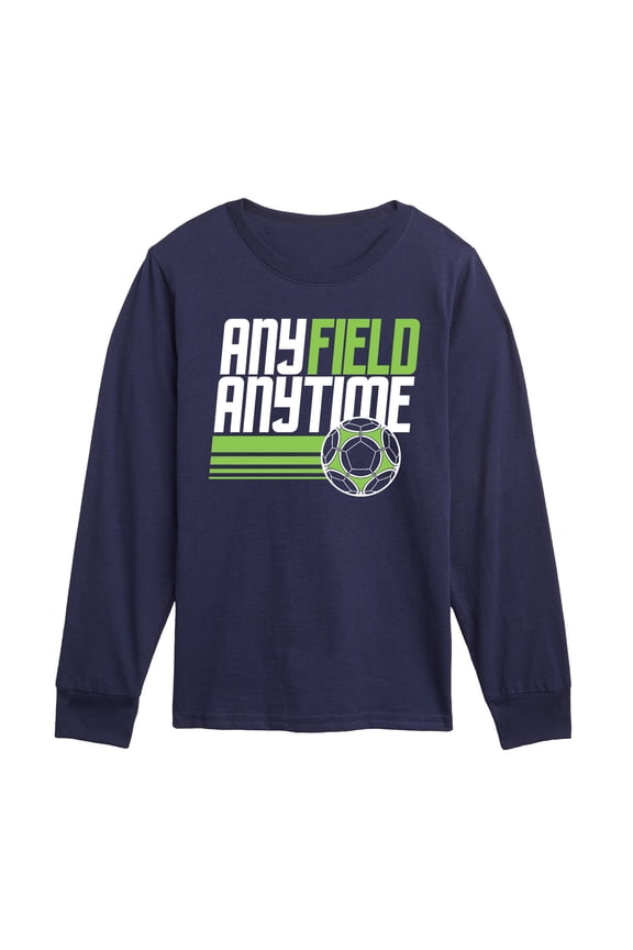 - Any Field Anytime - Youth Boys Long Sleeve Graphic T-Shirt