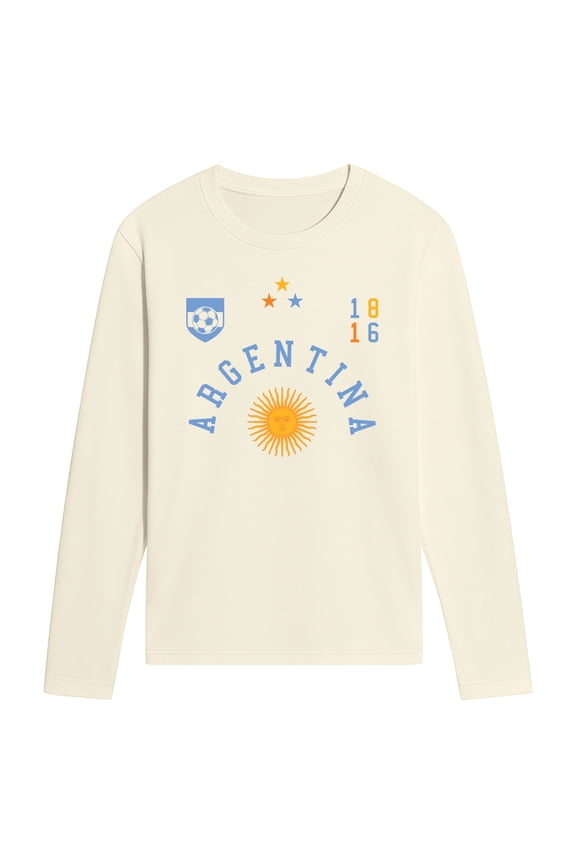 - Argentina Soccer Jersey Long Sleeve Graphic T-Shirt