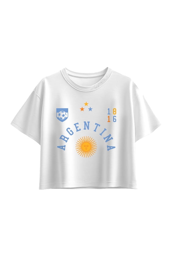 - Argentina Soccer Jersey - Youth Girls Boxy T-Shirt