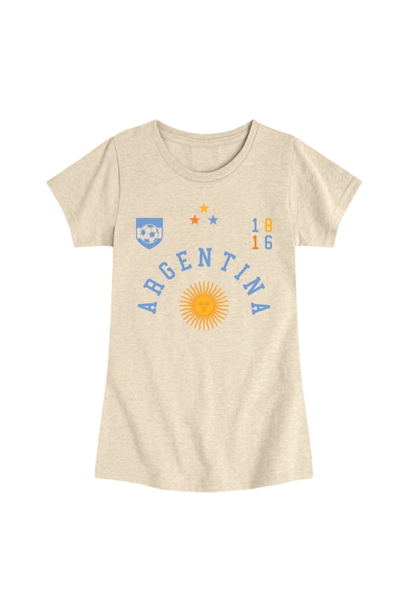 - Argentina Soccer Jersey - Youth Girls Fitted Short Sleeve T-Shirt