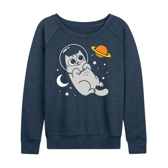 Instant Message - Astronaut Cat - Women's Lightweight French Terry Long Sleeve Shirt