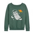 thumbnail image 1 of Instant Message - Astronaut Cat - Women's Lightweight French Terry Long Sleeve Shirt, 1 of 6