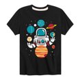 thumbnail image 1 of Instant Message - Astronaut Juggling Black  - Toddler And Youth Short Sleeve T-Shirt, 1 of 5