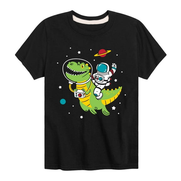 Instant Message - Astronaut Riding Dinosaur - Toddler And Youth Short Sleeve Graphic T-Shirt