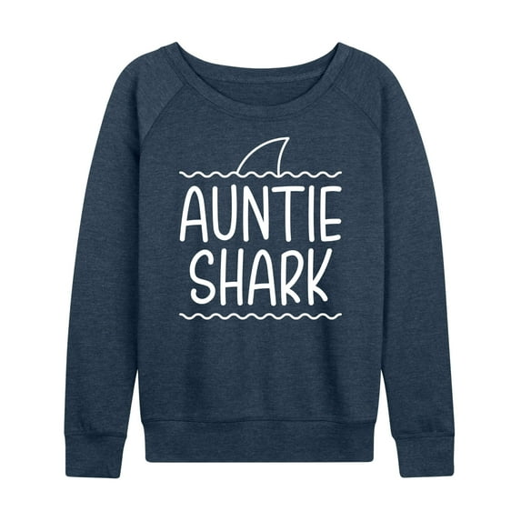 Instant Message - Auntie Shark - Women's Lightweight French Terry Long Sleeve Shirt