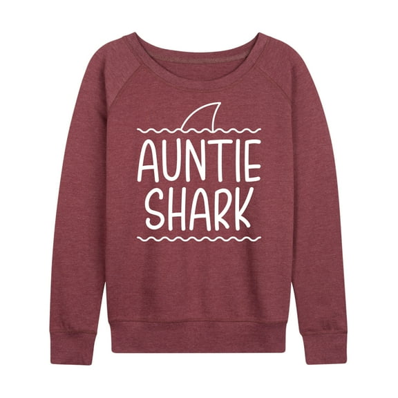 Instant Message - Auntie Shark - Women's Lightweight French Terry Long Sleeve Shirt