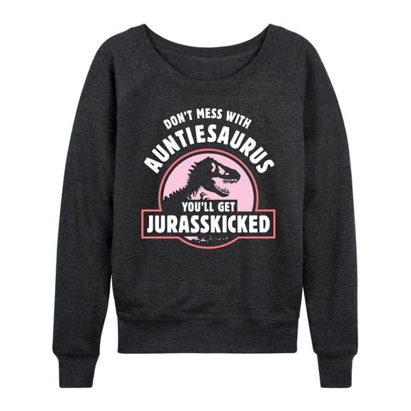Instant Message - Auntie-saurus Jurasskicked - Women's Lightweight French Terry Long Sleeve Shirt