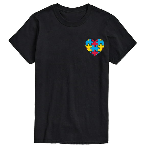 Instant Message - Autism Puzzle Piece Heart - Men's Short Sleeve Graphic T-Shirt