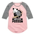 thumbnail image 1 of Instant Message - Awesome Possum - Toddler & Youth Girls Raglan Graphic T-Shirt, 1 of 6