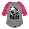 thumbnail image 1 of Instant Message - Awesome Possum - Toddler & Youth Girls Raglan Graphic T-Shirt, 1 of 6