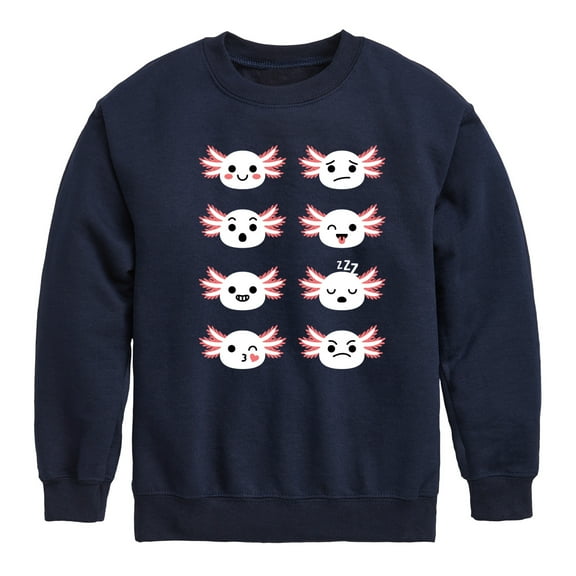 Instant Message - Axolotl Emotion Grid - Toddler And Youth Crewneck Fleece Sweatshirt