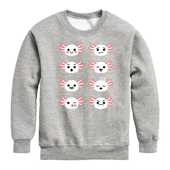 Instant Message - Axolotl Emotion Grid - Toddler And Youth Crewneck Fleece Sweatshirt