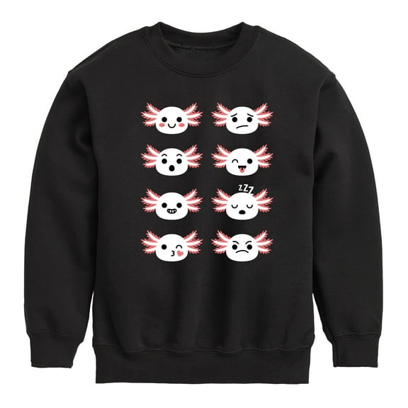 Instant Message - Axolotl Emotion Grid - Toddler And Youth Crewneck Fleece Sweatshirt