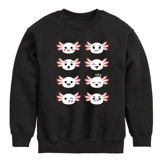 Instant Message - Axolotl Emotion Grid - Toddler And Youth Crewneck Fleece Sweatshirt