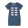 thumbnail image 1 of Instant Message - Axolotl Emotion Grid - Toddler And Youth Girls Fleece Dress, 1 of 6