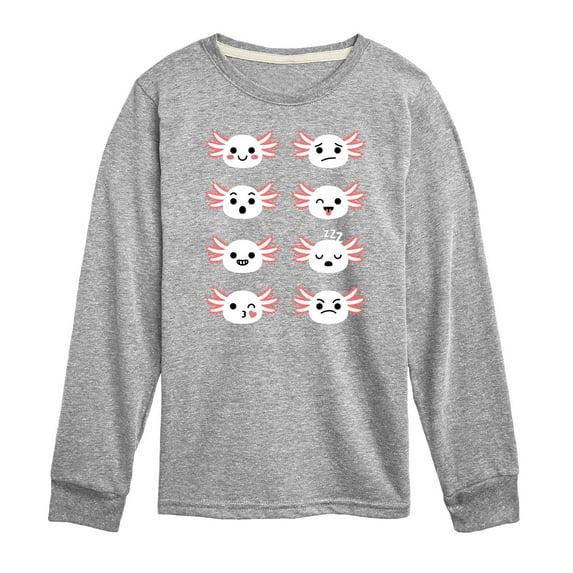 Instant Message - Axolotl Emotion Grid - Toddler And Youth Long Sleeve Graphic T-Shirt