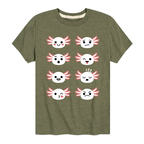 Instant Message - Axolotl Emotion Grid - Toddler And Youth Short Sleeve Graphic T-Shirt
