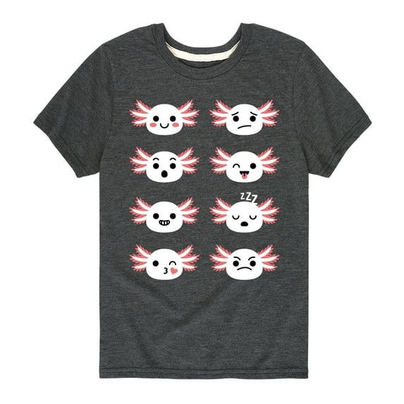 Instant Message - Axolotl Emotion Grid - Toddler And Youth Short Sleeve Graphic T-Shirt