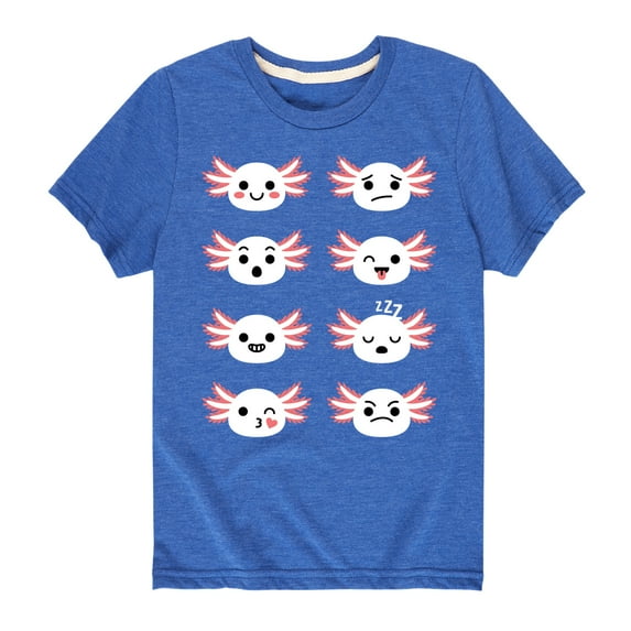 Instant Message - Axolotl Emotion Grid - Toddler And Youth Short Sleeve Graphic T-Shirt