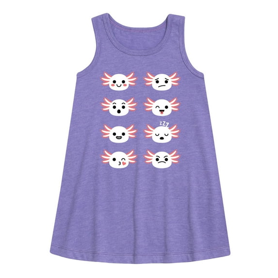 Instant Message - Axolotl Emotion Grid - Toddler and Youth Girls A-line Dress