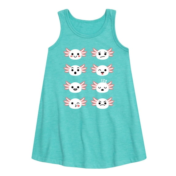 Instant Message - Axolotl Emotion Grid - Toddler and Youth Girls A-line Dress
