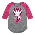 thumbnail image 1 of Instant Message - Axolotl Heart Fins - Toddler And Youth Girls Raglan Graphic T-Shirt, 1 of 5