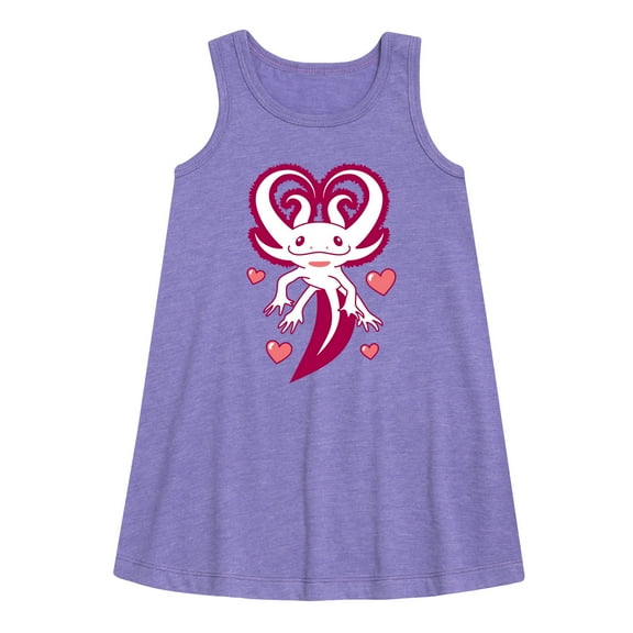Instant Message - Axolotl Heart Fins - Toddler and Youth Girls A-line Dress