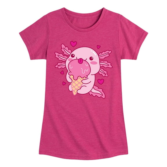 Instant Message - Axolotl Loves Ice Cream - Toddler & Youth Girls Short Sleeve Graphic T-Shirt