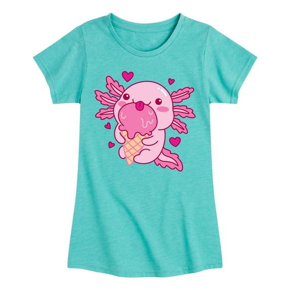 Instant Message - Axolotl Loves Ice Cream - Toddler & Youth Girls Short Sleeve Graphic T-Shirt