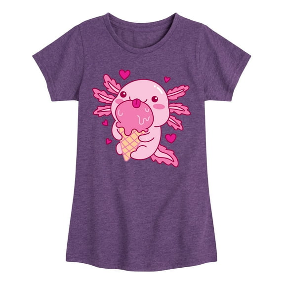 Instant Message - Axolotl Loves Ice Cream - Toddler & Youth Girls Short Sleeve Graphic T-Shirt