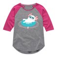 thumbnail image 1 of Instant Message - Axolotl Pool Floatie - Toddler & Youth Girls Raglan Graphic T-Shirt, 1 of 5