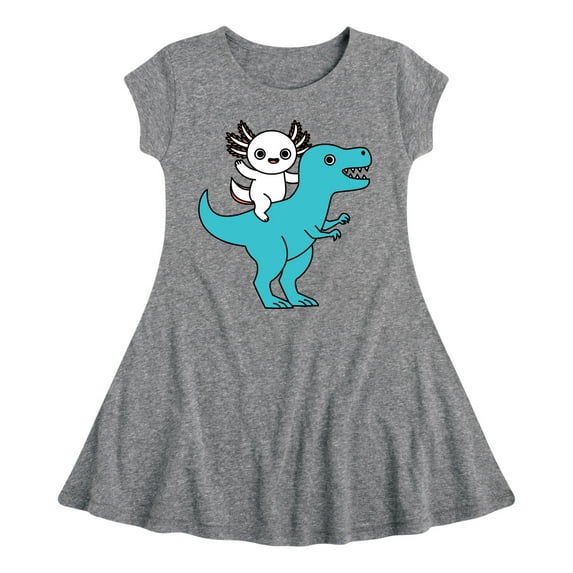 Instant Message - Axolotl Riding A Dinosaur - Toddler And Youth Girls Fit And Flare Dress