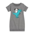 thumbnail image 1 of Instant Message - Axolotl Riding A Dinosaur - Toddler And Youth Girls Fleece Dress, 1 of 6