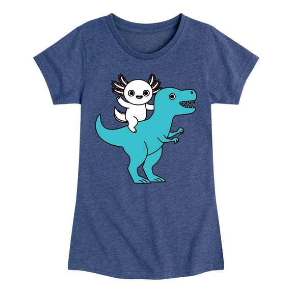 Instant Message - Axolotl Riding A Dinosaur - Toddler And Youth Girls Short Sleeve Graphic T-Shirt