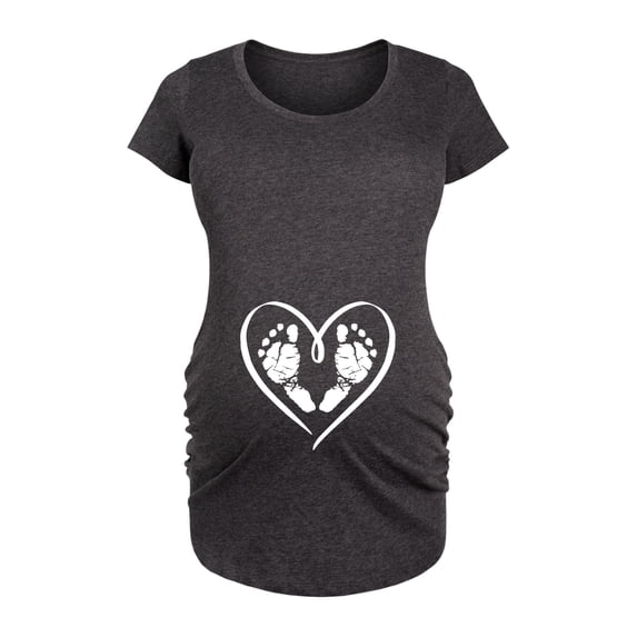 Instant Message - Baby Footprint Heart - Women's Maternity Scoop Neck Graphic T-Shirt