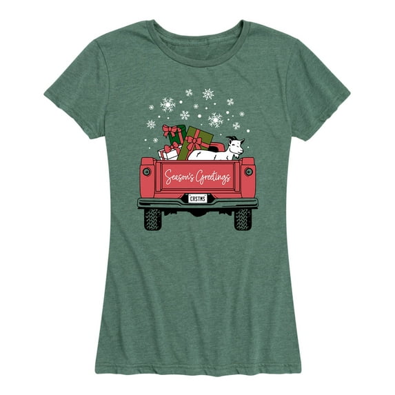 Instant Message - Back Of Farm Christmas Truck - Women's Short Sleeve Graphic T-Shirt