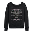 thumbnail image 1 of Instant Message - Bake Bread Go Bed - Women's French Terry Pullover Long Sleeve Shirt, 1 of 6