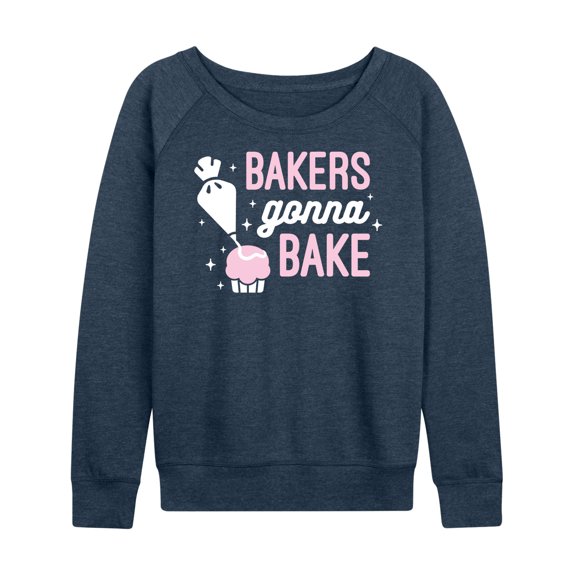 Instant Message - Bakers Gonna Bake - Icing Cupcakes - Women's Lightweight French Terry Long Sleeve Shirt