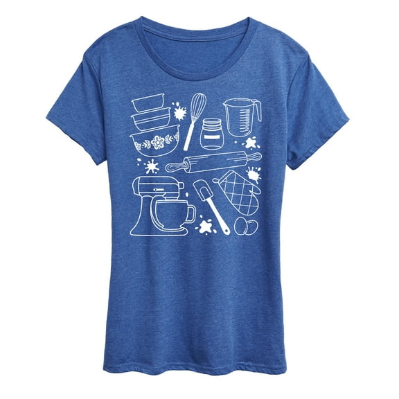 Instant Message - Baking Tools Line Art - Women's Short Sleeve Graphic T-Shirt