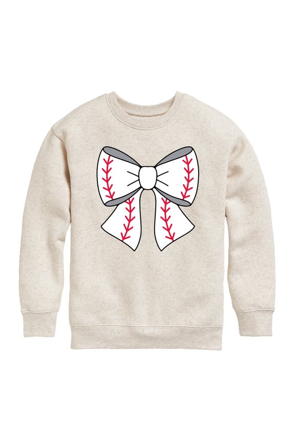 - Baseball Bow - Youth Crew Fleece Sweatshirt