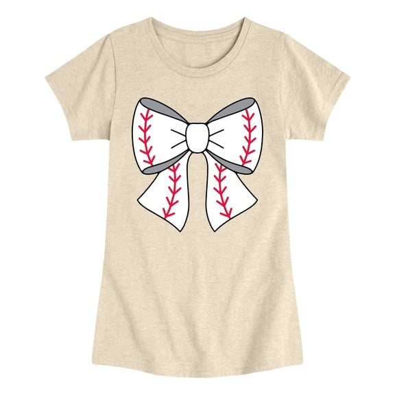 Instant Message - Baseball Bow - Youth Girls Short Sleeve T-Shirt