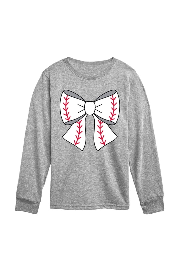 - Baseball Bow - Youth Long Sleeve Graphic T-Shirt