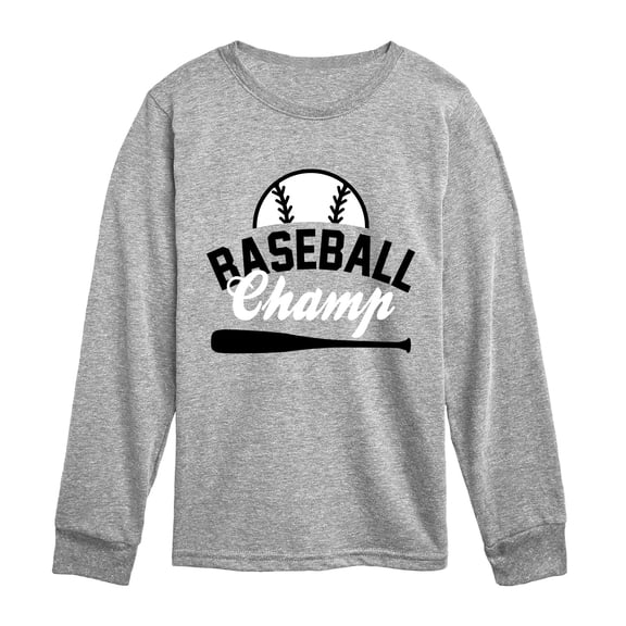 Instant Message - Baseball Champ - Youth Boys Long Sleeve Graphic T-Shirt