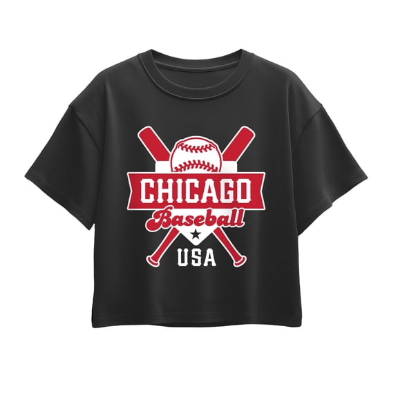 Instant Message - Baseball Chicago Short Sleeve Boxy Graphic T-Shirt