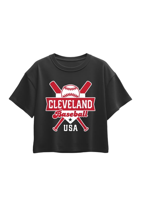 - Baseball Cleveland Short Sleeve Boxy Graphic T-Shirt